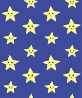 seamless pattern of hand drawn doodle sketch star with face vector