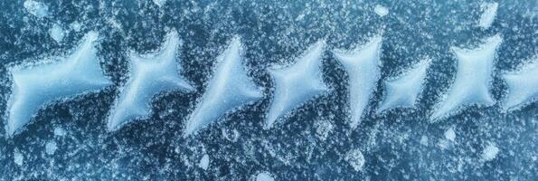Abstract pattern of ice formations on a frozen surface in cold winter environment photo