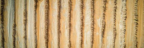 Aerial view of harvested wheat field with parallel lines and patterns photo
