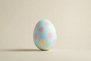 Pastel polka dot painted easter egg on light background for spring celebration photo