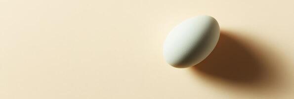 Single egg in minimalistic setting with soft shadows on a beige background photo