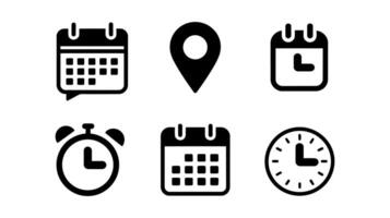 Calendar, Location Pin, and Clock Icon Set for Scheduling and Planning illustration vector