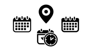 Minimalist Calendar, Location Pin, and Clock Icon Set for Scheduling Illustration vector