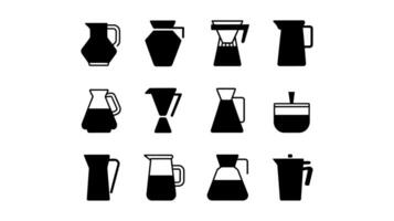 Minimalist Pitcher and Carafe Icon Set - Modern Silhouettes for Kitchenware Design vector