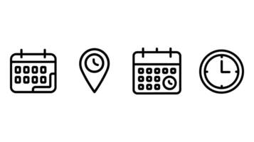 Illustration of Calendar, Clock, and Location Pin Icons for Time Management vector