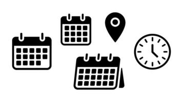 Scheduling and Planning Illustration - Calendar, Location Pin, and Clock Icon Set vector