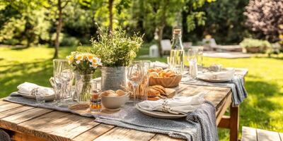 Summer Garden Table Setting Comfortable photo