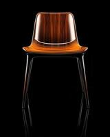 Sleek Modern Wooden Chair Design Isolated On Black Background photo