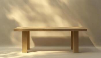 Minimalist Wooden Table Studio Shot A Simple, Elegant Table in Soft, Natural Light photo