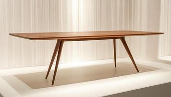 Elegant Mid-Century Modern Walnut Dining Table Design Showcase Interior Minimalist Furniture photo