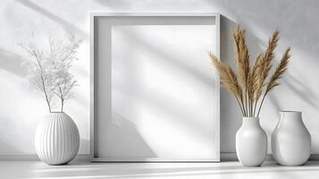 White photo frame with matching matting demonstrates elegant modern design against clean white background, featuring thin black border and matte finish. matting