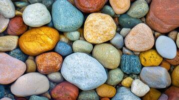 Colorful Smooth Sea Stones Wet Pebbles Background Texture Beach Rocks photo