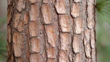 Detailed Close up of Pine Tree Bark Texture with Resin Nature Background Image photo