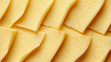 Close up Texture of Yellow Cheese Slices Dairy Product Food Background photo