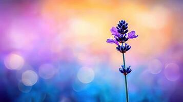 Serene Lavender Bloom at Sunset Soft Focus Bokeh Background photo