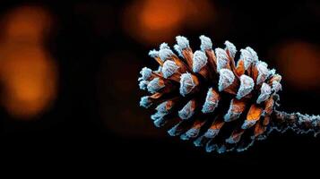 Frosty Pine Cone Close Up Winter Nature Photography Frozen Details photo
