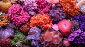 Vibrant Coral Reef Diverse Colorful Sea Anemones and Corals Underwater Scene photo