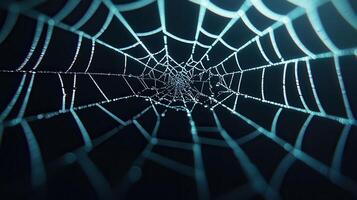 Dew Covered Spiderweb at Night Intricate Nature Design Macro Photography photo