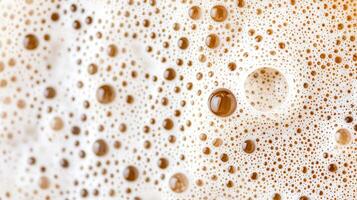 Close up of Creamy Coffee Foam Texture with Air Bubbles Latte Art Background photo