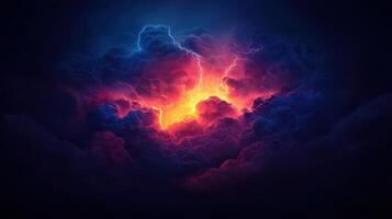 Dramatic Thunderstorm Cloudscape Intense Lightning Strikes and Vibrant Colors photo