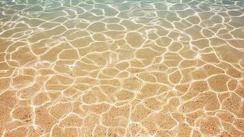 Clear Shallow Water Over Sandy Ocean Floor Sunlight Reflections Beach Texture Summer Background photo