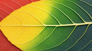 Vibrant Autumn Leaf Macro Photography Red Yellow Green Foliage Texture photo