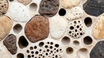 Textured Stone Wall Background Abstract Porous Rock Pattern Natural Stone Texture Irregular Shaped photo