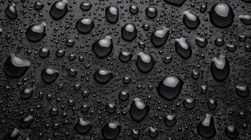 Abstract Black Background with Water Droplets Macro Photography of Condensation on Dark Surface photo