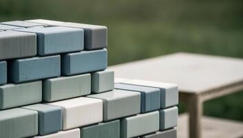 Recycled plastic bricks are being utilized in eco-friendly construction projects, promoting sustainability and reducing environmental impact in building design. photo