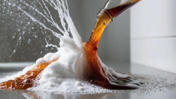 Eco-friendly bathroom cleaning with a vinegar and baking soda solution, offering a natural, chemical-free alternative to conventional cleaning methods. photo