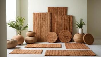 Coconut coir mats and rugs add a sustainable touch to interior design, blending natural materials with eco-friendly aesthetics. photo