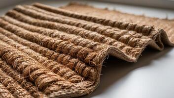 Detailed textures and patterns of coconut coir mats and rugs with jute accents in earthy tones, perfect for eco-conscious and sustainable interiors. photo