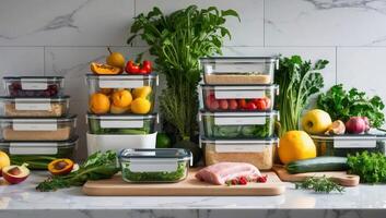 Minimizing food waste with organized meal preparation and efficient storage methods to extend the freshness of ingredients. photo