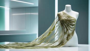 Innovative sustainable clothing production uses algae-based textiles, pushing the boundaries of eco-friendly fashion and material science. photo