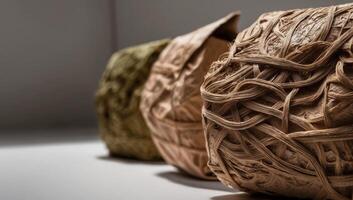 Compostable packaging made from wood pulp provides an eco-friendly solution for food products, combining sustainability with practical design. photo