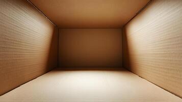 Inside an Empty Cardboard Box Showing Texture and Light photo