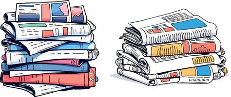 Stacks of newspapers representing journalism and current events vector