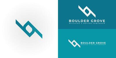 The dynamic logo design creatively intertwines the initials B and G, creating a unique and visually striking symbol that evokes a sense of growth, stability, and architectural innovation. vector