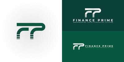 The dynamic logo design elegantly intertwines the initials F and P, creating a unique and visually striking symbol that evokes a sense of fluidity, innovation, and financial growth. vector