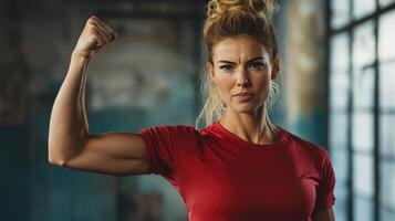 Strength and Determination The Athletic Woman in Red photo