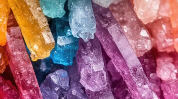 Glistening Crystal Rock Candy Sticks Sparkle in Assorted Hues photo