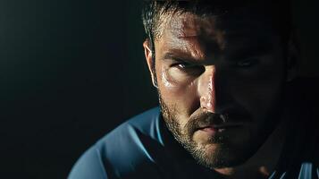 Intense Presence The Rugby Shirted Man Amidst Darkness photo