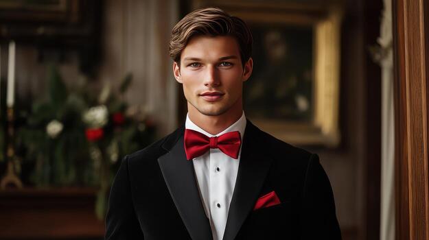 The Elegant Gentleman Classic Style in Black and Red photo
