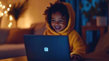 Curious Toddler Finds Laptop Icon and Brightens the Day photo