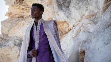 Purple Elegance A Mans Timeless Style Against Clear Background photo