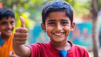 The Cheerful Boy in Red and Blue photo