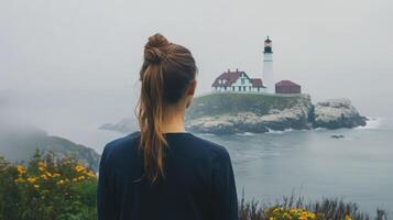 Lost in Tranquility A Coastal Portrait of Contemplation photo