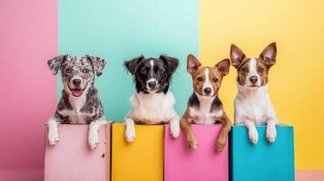 Puppy Workshop Cute Canines in Cubeshaped Training Session photo