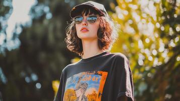 Effortlessly Stylish in a Vintage Band TShirt photo