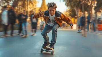 The Skater Boy Rolling Through Life with Ease photo